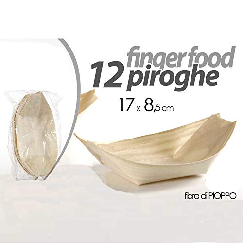 BAKAJI Set 12 Barchette in Fibra di Pioppo Monouso...