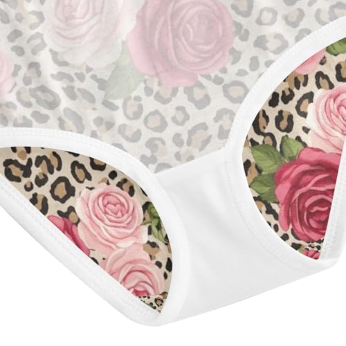 Girls Panties, Red Roses Green Leaves Toddler Panties, Girls' Cotton Brief Underwear, 2T–8 Years4
