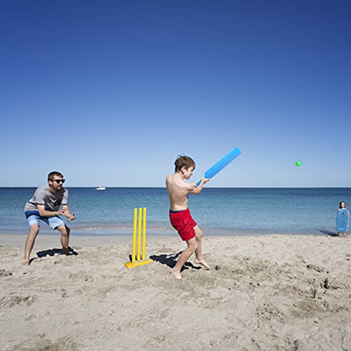 Greensen Kids Cricket Set Abs Plastic Cricket Bat Set Cricket Bat And Ball Beach Wicket Stand Kit For Children Toddler Parent-Child Sports Interaction Hand-Eye Coordination Cultivation Sports Game #TOP3