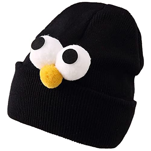 JFAN Baby Invierno Gorro Punto Niños Doble Forro Sombreros Cálido y Resistente al Viento Talla única Negro