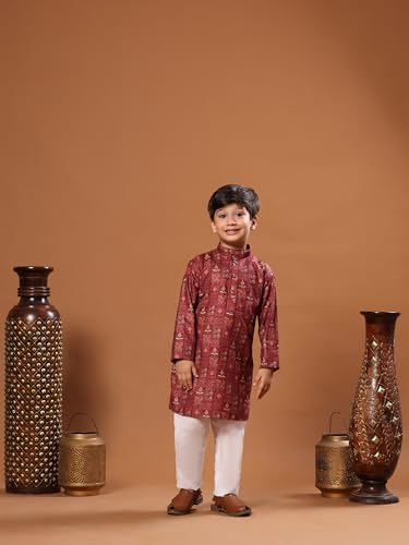 Image of Pro-Ethic Style Developer Boys Heavy Cotton Printed Kurta and Pajama Set for Kid's Ethnic Wear (S-280)