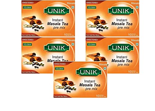 Unik Masala Tea Sweet 220 g (confezione da 5) – Polvere premiscelata istantanea – versione zuccherata