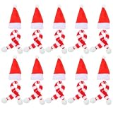 HEALLILY Party Wine Bottle Cork 20pcs Christmas Mini Santa Hats Wine Topper Covers Christmas Wine Bottle Decorations for Xmas Holiday Party (Red and White) Mini Wine Bottle Hat