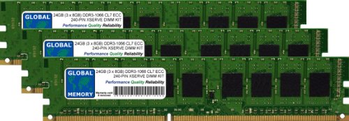 Mémoire RAM DDR3 1066MHz 24Go Kit 3x8Go PC3-8500 ECC DIMM UDIMM pour Apple Xserve 2009