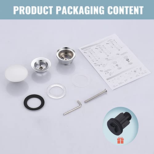 iVIGA Waschbecken Ablaufgarnitur, Ablaufgarnitur mit Überlauf 1 1/4 universal für Waschbecken und Waschtisch, weiß