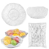 KONUNUS 100 Stück Kunststoff Schüsseln Tassen Abdeckhauben, Lebensmittel Abdeckung Staubschutzhülle Topfhaube, Einweg Wasserdichte Duschhaube für Gemüse Frischeschutz Zuhaus Hotel