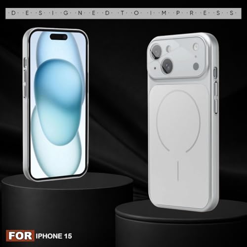 Image of SHINESTAR iPhone 15 Case - Premium Shockproof Protective Cover, Wireless Charging Compatible, Slim & Durable Luxury Back Cover with Camera Protection (Silver)