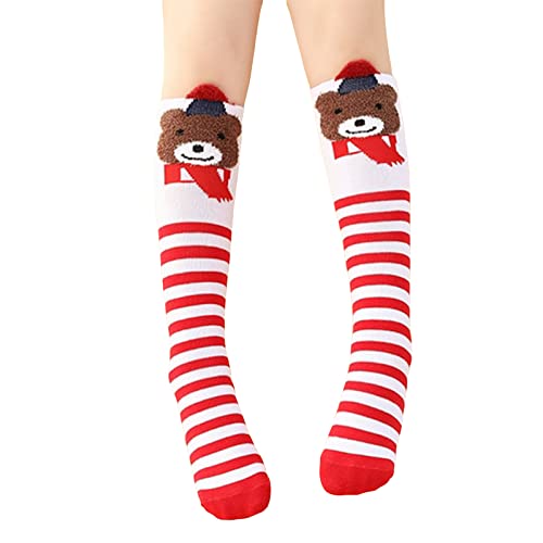 Kids Girls Knee High Socks Cartoon Animal Print Elastic Funny Tube Warm Socks Long Boot Stocking Gift 3-12 Years