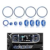 SENSHINE Air Conditioning Knob Cover, Vent Outer Ring for Toyota Tacoma Accessories 2019 2016-2018 Start/Stop Push Trim Ring, AC Climate Control Knob, Volume Button Covers 12Pcs (Blue)