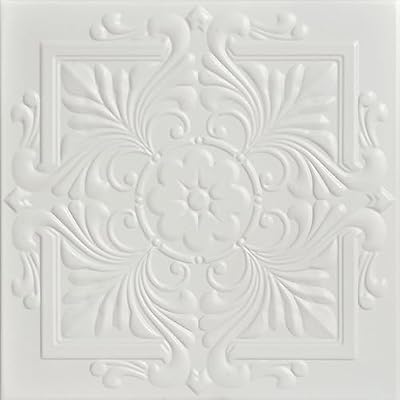 À LA MAISON CEILINGS R14 Victorian Foam Glue-up Ceiling Tile (21.6 sq. ft./Case), Pack of 8, Dove White