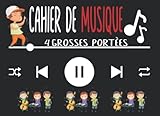 cachier de musique 4 grosses portées: cahier de musique enfant et débutant  carnet de partitions vierges pour débuter en solfège  50 pages  Format 21 x 15 cm