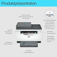 HP LaserJet MFP M234sdn Multifunktionslaserdrucker, Drucker, Scanner, Kopierer, Vorlageneinzug, LAN, Duplex, Grau-Weiß, 29 S/Min – Ansicht 2