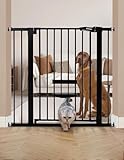 Babelio 36 Inch Extra Tall Baby Gate with Cat Door, 29.5-40' Metal Pet Door for Stairs, Doorways, House, Auto Close, Easy Walk Thru, Black