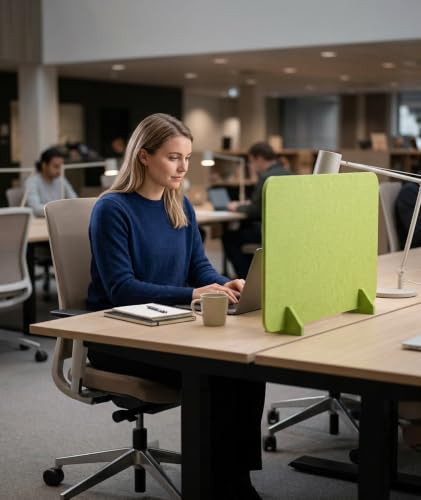 Image of Office Partition, Desk Divider and Desk Privacy Panel, Green Single Panel for Cubicle Privacy, Noise Isolation Office Separator, Simple Space Separating Accessory