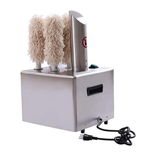 LpqOxnm Wine Glass Polishing Machine, 110v Silver Commercial Glass Polisher High-Speed Electric Glass Polisher Machine Efficient Electric Automatic Dryer with 5 Brushes for Bars Wineries Ktv