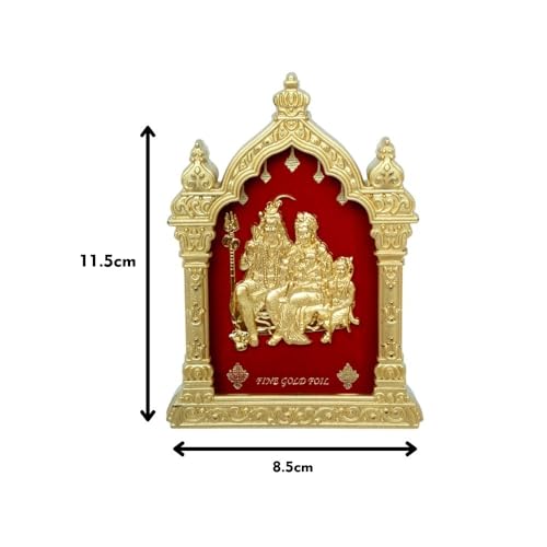 Image of EKA Temple Series Shiv Parivar |Gold Foil Divine |Shiva Parvati Ganesha Kartikeya Showpiece for Home Temple, Pooja Room & Office Decor |Diwali, Housewarming & Spiritual Gift 9cm x 4cm x 11cm