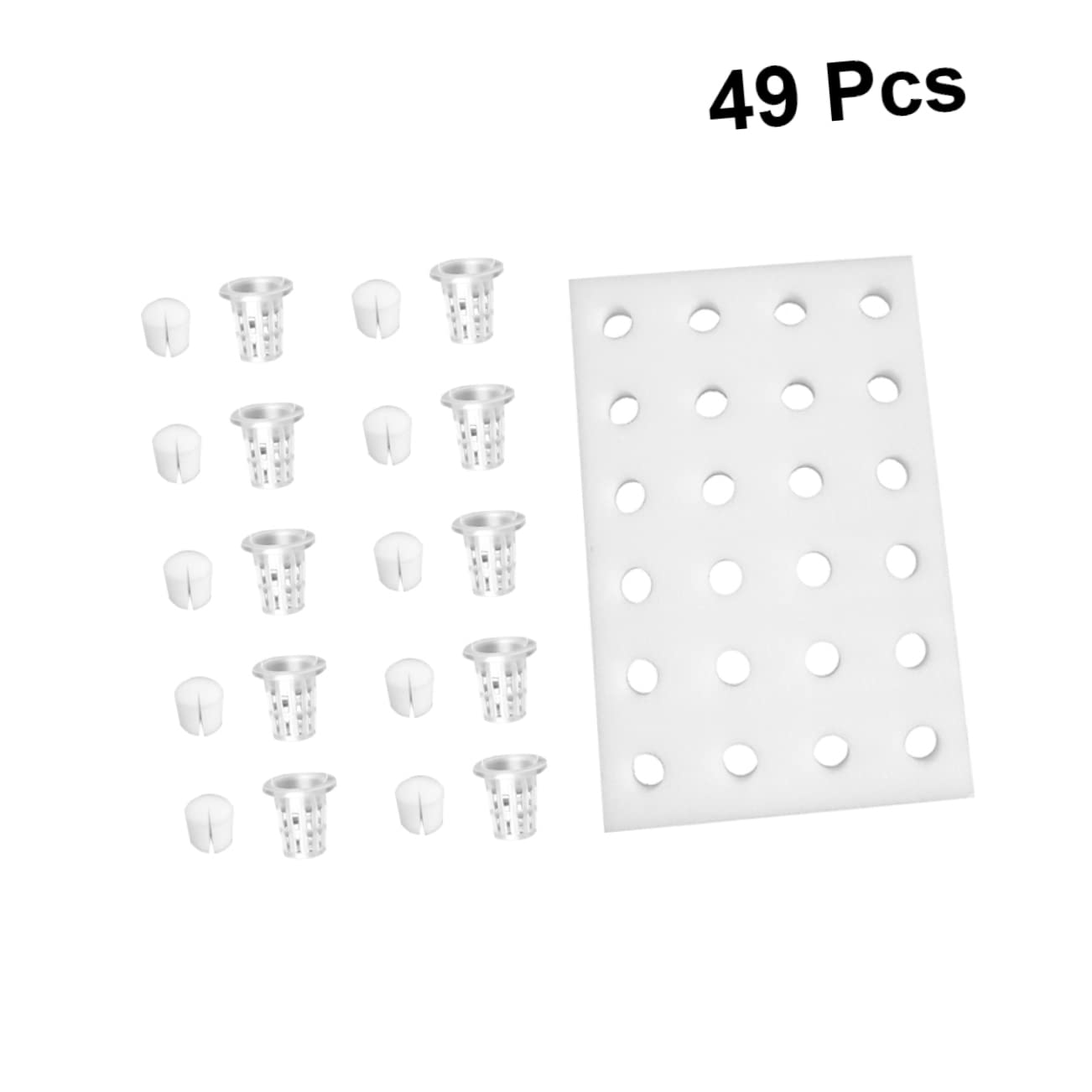 Yardwe Plaque de Plantation Flottante en Éponge 40 Mm pour Culture Hydroponique en Serrage, avec 24 Paniers Filet et 24 Éponges Cylindriques, Kit sans Terre pour Semis et Légumes