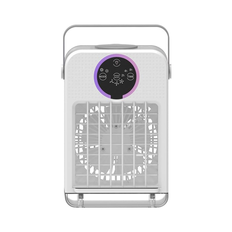 Aire acondicionado portátil, enfriadores de aire para el hogar, mini aire acondicionado, ventilador personal 3 en 1, 3 velocidades de viento y 7 luces LED, enfriador de aire portátil con temporizador