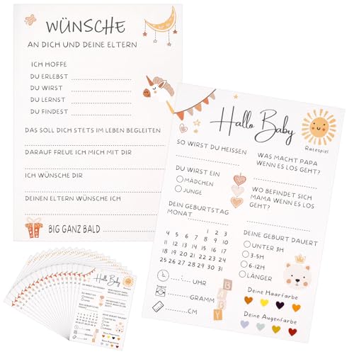 Babyparty Spiele Karten, Babyshower Spiele Karten zum Ausfüllen – Deko...
