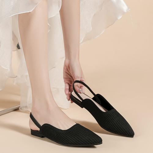 Slingback Flats for Women Pointed Toe Flats Breathable Knit Comfortable Dressy Casual for Work Office Ballet Flats2