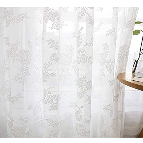 Voilage fleurs brodées de qualité supérieure en tulle blanc 250x270cm