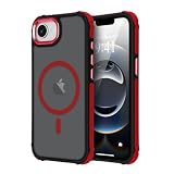 Lafunda iPhone 17e/16e 用 ケース MagSafe対応 半透明 マット加工 耐衝撃 滑り止め 四隅保護 米軍MIL規格【レッド】