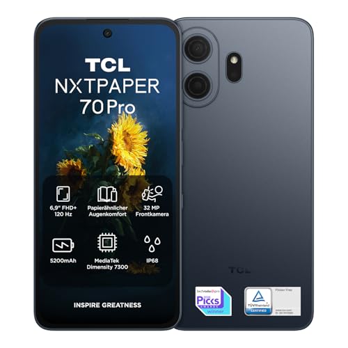 TCL NXTPAPER 70 Pro 5G Android Smartphone mit 6 9 Zoll Natürlichem Licht Display NXTPAPER 4.0 120Hz FHD+ 50MP 1.0um OIS Kamera MuseFilm 8GB RAM+256GB ROM Bequemes Lesen AI-Produktivität