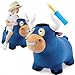 iPlay, iLearn Bouncy Bull Plush Riding Hopper Horse, Inflatable Hopping Farm Animals, Outdoor Ride on Toys, Toddler Bouncer Jumping Gifts with Pump for 3, 4, 5 Year Olds, Kids, Boys, Girls