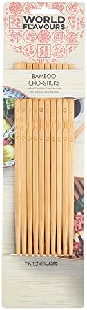 KitchenCraft World of Flavours Wooden Chopsticks, Japanese Style, 24 cm, Pack of 10, Brown