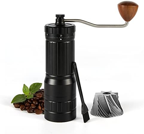 CONQUECO Manual Coffee Grinder - Hand Bean Grinder with Adjustable Settings and 40g Capacity Max, External Numerical Adjustable Finely Setting, Stainless Steel for Drip Coffee, Espresso, French Press