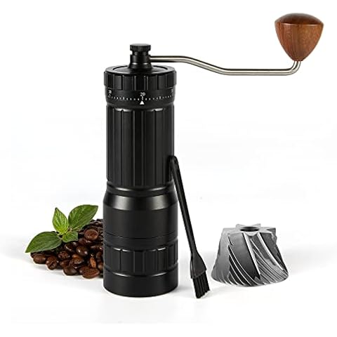 CONQUECO Manual Coffee Grinder - Hand Bean Grinder with Adjustable Settings and 40g Capacity Max, External Numerical Adjustable Finely Setting, Stainless Steel for Drip Coffee, Espresso, French Press… Cover