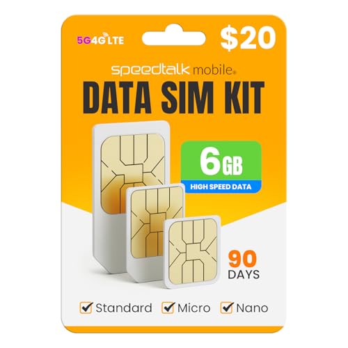 Image of SpeedTalk Mobile 6 GB High Speed Prepaid SIM Card for 90 Days | 5G 4G LTE Data for iOS Android Smart Phones | 3 in 1 Simcard | USA Nationwide Coverage | No Talk & Text