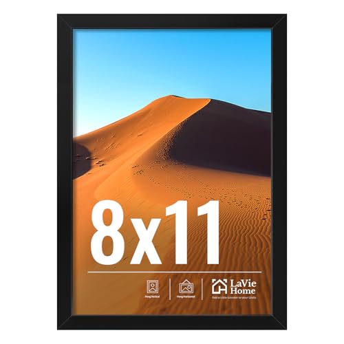 Image of LaVie Home 8x11 Picture Frame for Wall Display, 8x11 Black Picture Frame with HD Plexiglas, 8 x 11 Frame 1 Pack, Display Frame for Vertical or Horizontal, Classic Collection