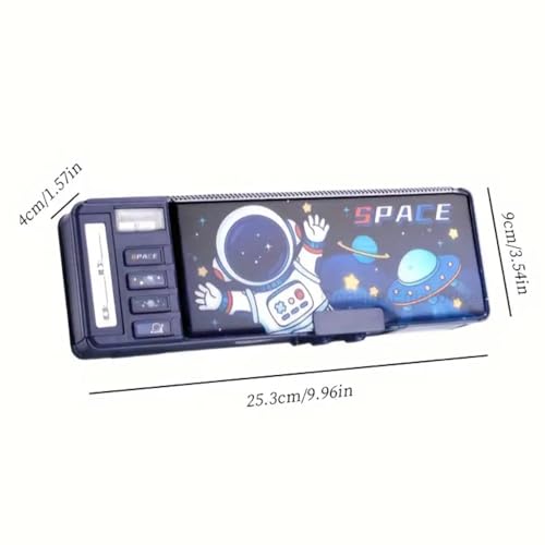 Image of PruuxaMultifunctional Geometry Lock Pencil Box for Kids, Students, Boys & Girls, Magnetic & Passworld Lock Compass Box, Space Theme School Return Gifts