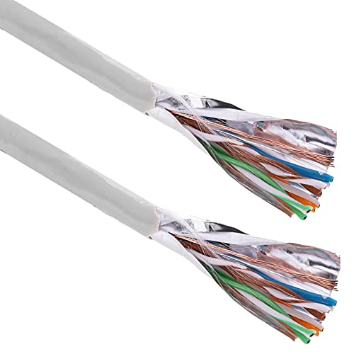 BeMatik - Bobina de cable de red ethernet Cat. 5e FTP CCA de 100 m flexible de color blanco