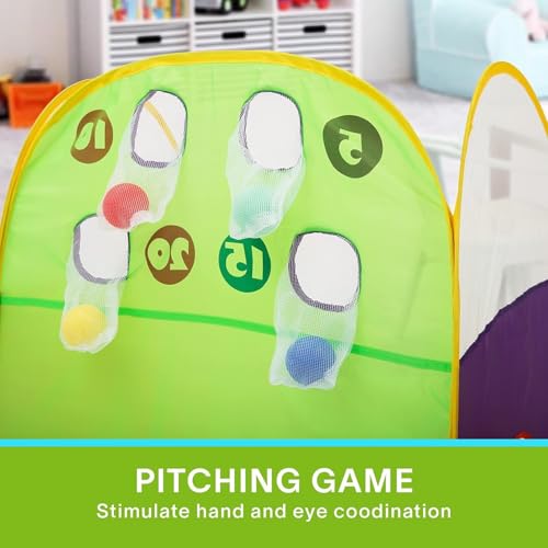 Image of Alvantor Kids Tent Play Tent Fun Toss It Game Zone 3-in-1 Pop Up Play Tunnel Indoor Outdoor Great Game & Toy Gift for Children (Include 4 Balls)