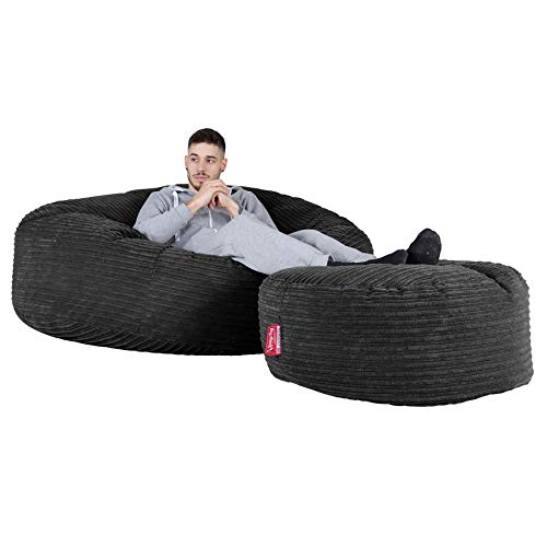 Lounge Pug, 'Mega-Mammoth' Sofa Sitzsack XXL, Schlafsofa, Cord Schwarz – Bild 4