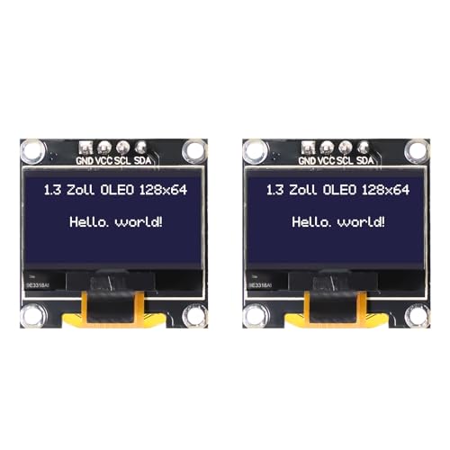 OLED Display Módulo RUIZHI 2 Piezas 1,3 Pulgadas OLED Display I2C Chip 128 x 64 Pixeles I2C Modulo de Visualizacion de Pantalla con Caracteres Blancos Compatible con Arduino