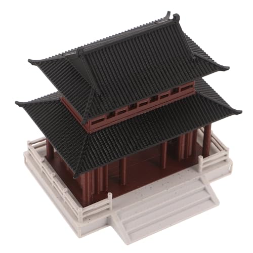 BESPORTBLE Mini Pabellón Chino de Doble Piso 7.5x8x6.5 Cm, Adorno de Pagoda para Acuario y Bonsái, Escultura de Torre Antigua para Decoración de Micropaisajes y Jardines Zen