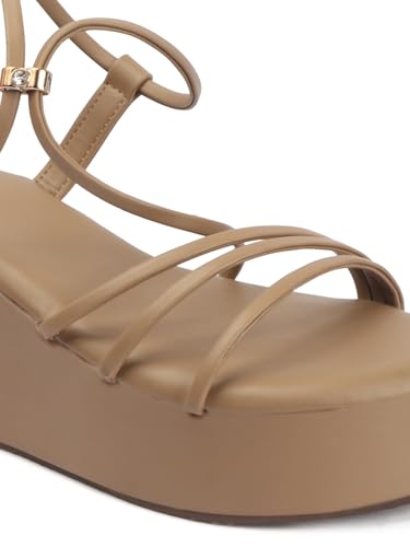 Image of TRYME Women Multi Strap Comfort Open Toe Stylish Daily Wear Wedge Heel Sandals