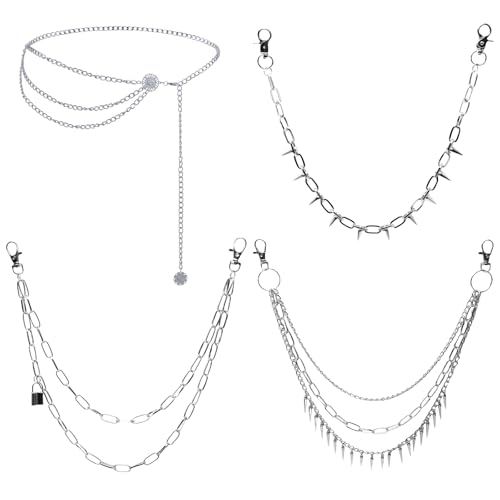 Waist Chain Belt Jeans Pants Chain, Punk Pocket Chain HipHop Wallet Chain for Women Belly Chain Goth Accessories Y2K