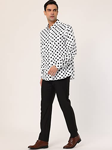 uxcell Men's Shirts Polka Dots Long Sleeve Slim Fit Printed Dress Button Down Shirt4