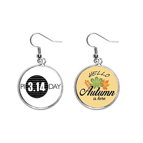 Pendientes de Pi Day con hojas de otoño y colgante art deco para moda mujer
