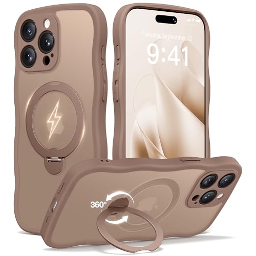 Coque translucide mate iPhone 15 Pro au design raffiné et bague rotative aimantée