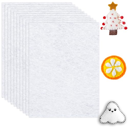 White Felt Fabric Sheets 10 Pack 20 x 30 cm Craft Felt Squares
