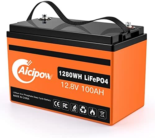 LiFePO4 Deep Cycle Battery 12V 100AH Lithium Battery with Over 4000+ Cycles(10 Year Life) and Built-in 100A BMS, Perfect for RV, Campers, Golf Cart, Marine, Solar Home Storage and Off-Grid Application