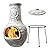 Wiosi Medium Chiminea Outdoor Fireplace Grey Clay Chimineas with Chimney Rain Lids and Solid Metal Stands - Grey Terracotta Chimenea - Rustic Fire Pit Chimnea 16 x 16 x 32-inch