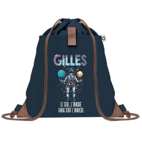 Sac à dos bleu avec pochette Gilles de la gym au bureau