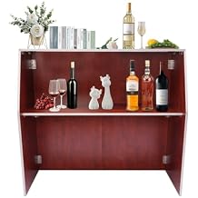 Foldable Event Bar, 42.75" Tall Portable Bar Cabinet Commercial Portable Bar Mobile Bartender Station with Top and Middle Shelves for Events Outdoor Parties Picnics Brown