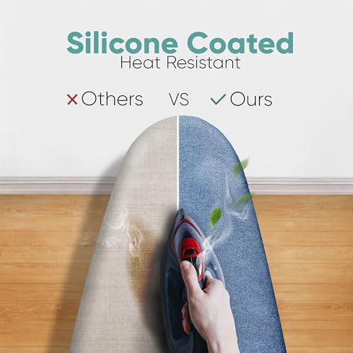 Home Intuition Extra Thick Ironing Board Cover and Pad Iron Scorch Resistant with Hook and Loop Secure Fastener and Elastic Edge,15x54, Standard Size Coated Thick Padding, Blue - Thumbnail 4